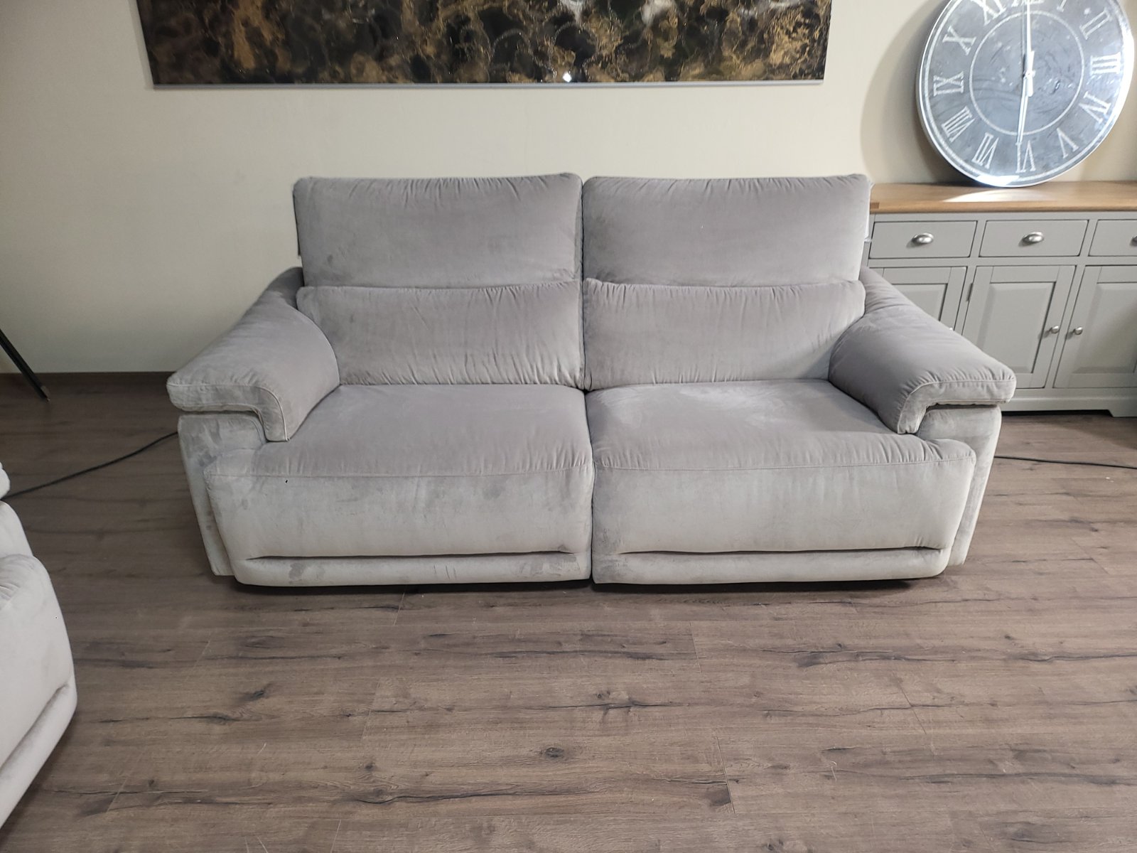 Светло бежов комплект дивани от плат две тройки "NATUZZI" с електрически релаксиращ механизъм - Image 4